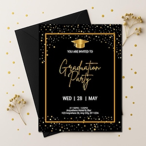 Invitation de remise des diplômes imprimable | Promotion 2025 | carte d'obtention du diplôme universitaire et secondaire | Téléchargement numérique de 5 x 7 po. | AI, EPS, fichiers PDF