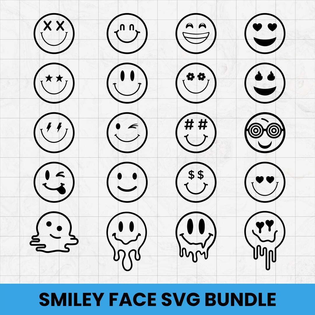 Smiley Face SVG, Smiley Face Clipart, Emoji SVG Cut File, Emoji Clip ...