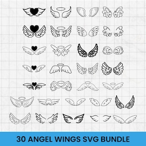 Angel Wings Svg Bundle, Angel Wings Clip Art, Wings Cut File For Silhouette, Angel Wings Bundle, Wings Svg Png Dxf,memorial svg ,rip svg