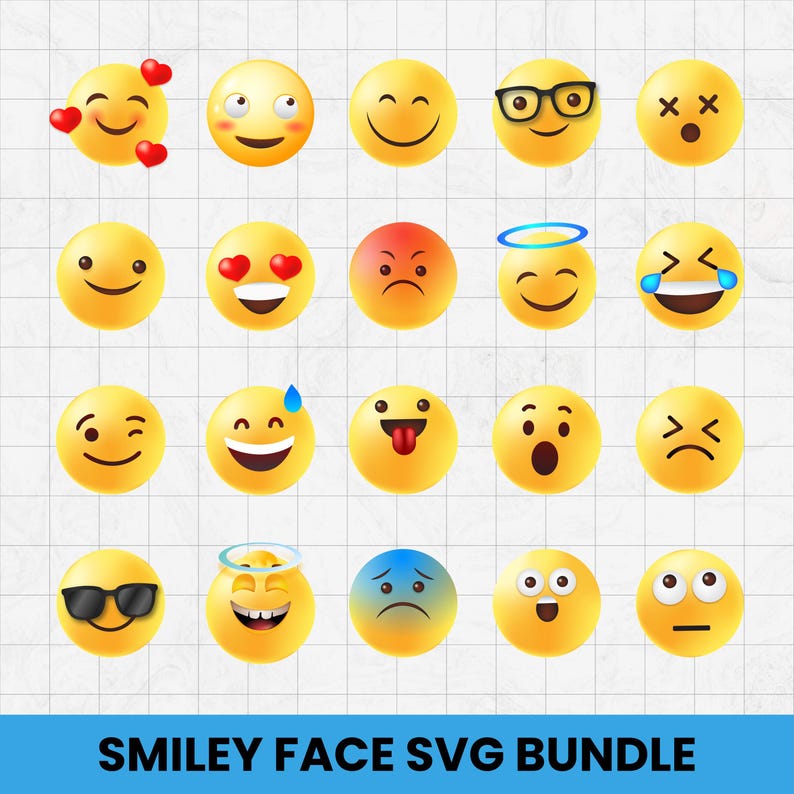Smiley Face SVG, Smiley Face Clipart, Emoji SVG Cut File, Emoji Clip ...
