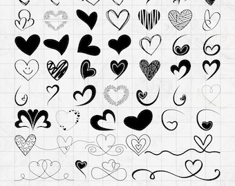Coeur, coeur SVG, coeur de griffonnage, couronne de coeur, dessins de la Saint-Valentin, séparateur de texte coeur SVG, mariage Svg, coeur dessiné à la main, croquis de coeur
