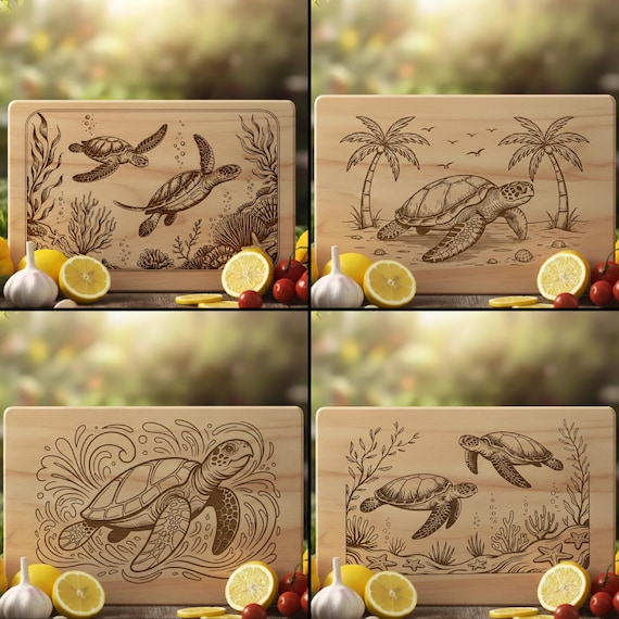 Charcuterie Board, Charcuterie Board Svg, Sea Turtle Svg, Cutting Board Svg, ocean turtle vector, marine life svg, wood engraving svg
