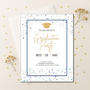 Invitation de remise des diplômes imprimable | Promotion 2025 | carte d'obtention du diplôme universitaire et secondaire | Téléchargement numérique de 5 x 7 po. | AI, EPS, fichiers PDF