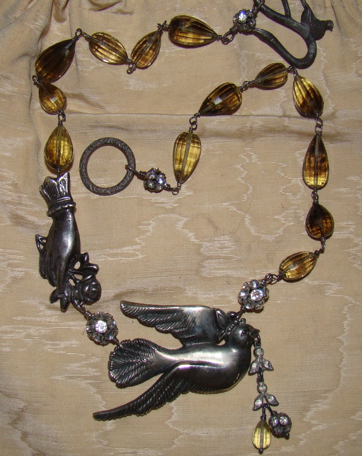 Crowned Bird Necklace Etsy