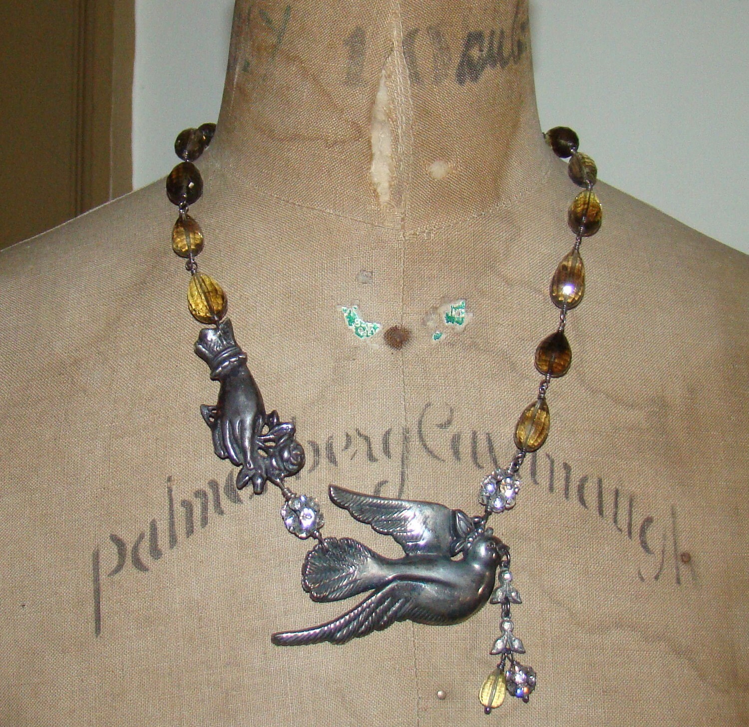 Crowned Bird Necklace Etsy