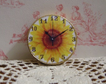 Miniature Dollhouse French Country Sunflower Clock One Inch Scale 1:12