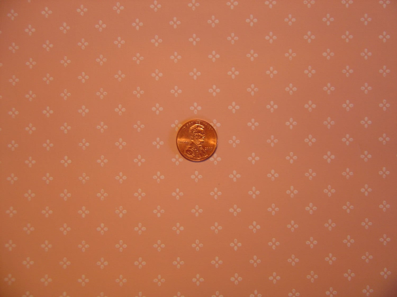 Dollhouse Peach White Dot Wallpaper Miniature 1:12 Scale 