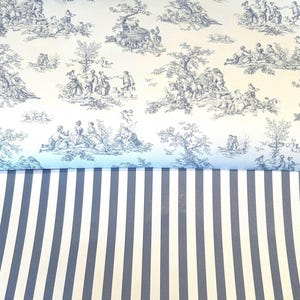 Dollhouse wallpaper Blue and White Toile or Stripe, Dot, Gingham miniature 1:12 scale