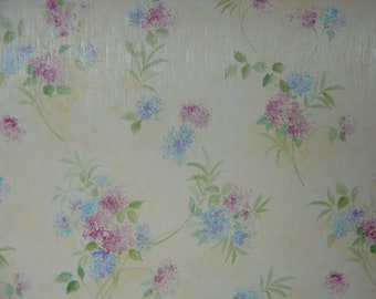 Dollhouse wallpaper pink yellow and blue floral miniature 1:12 scale