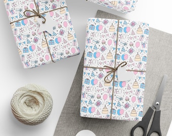 Birthday Wrapping Paper, Colorful Gift Wrap, Fun Happy Birthday Wrapping Paper, Party Wrapping Sheets, Celebration Wrap, Festive Gift Wrap