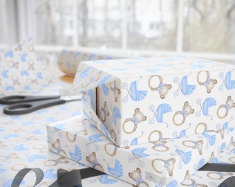 Baby Boy Gift Wrap, Boy Baby Wrapping Paper, Baby Shower Gift wrap for Boy, Baby shower supplies, Gift Wrap Boy