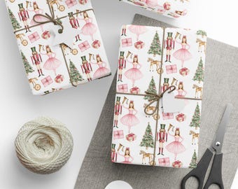 Nutcracker Ballet Christmas Gift Wrap, Holiday Gift Wrap, Festive Xmas Wrapping Paper, Ballet Lover Gift Wrap, Nutcracker Holiday Gift Wrap