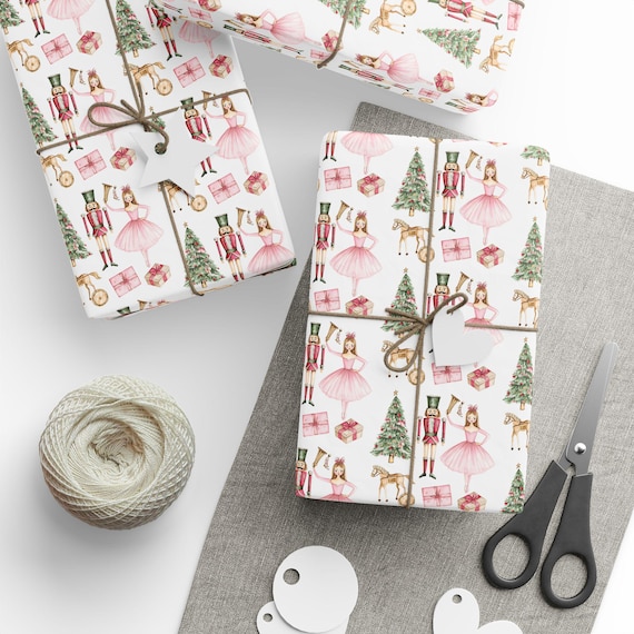 Nutcracker Ballet Christmas Gift Wrap, Holiday Gift Wrap, Festive Xmas Wrapping Paper, Ballet Lover Gift Wrap, Nutcracker Holiday Gift Wrap