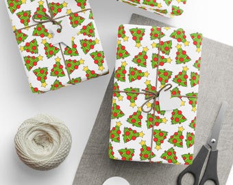 Christmas Tree Wrapping Paper, Holiday Gift Wrap, Festive Presents, Xmas Decor, Gift Packaging Supplies, Christmas Stationery, Seasonal Wrap