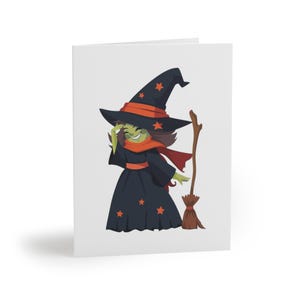 Juego de tarjetas de notas de brujas de Halloween, tarjetas de brujas, tarjetas de notas de Halloween, papelería de Halloween, tarjetas de brujas, notas de otoño de temporada