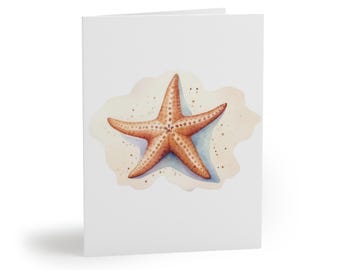 Cartes de voeux aquarelles étoiles de mer, jeu de cartes de correspondance vierges vie marine, cartes de correspondance étoiles de mer, cartes de voeux vie marine, cadeau pour les amoureux de l'océan