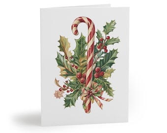 Vintage Style Candy Cane Weihnachtskarten, Vintage Style Urlaub Kartenset, Candy Cane Note Card Set, Candy Cane Karten, saisonale Karten