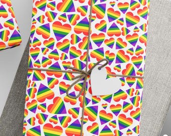 Rainbow Heart Pattern Wrapping Paper, Pride Gift Wrap, Rainbow Gift Wrap, Pride Day Wrapping Paper, Love is Love Gift Wrap, Happy Pride Wrap