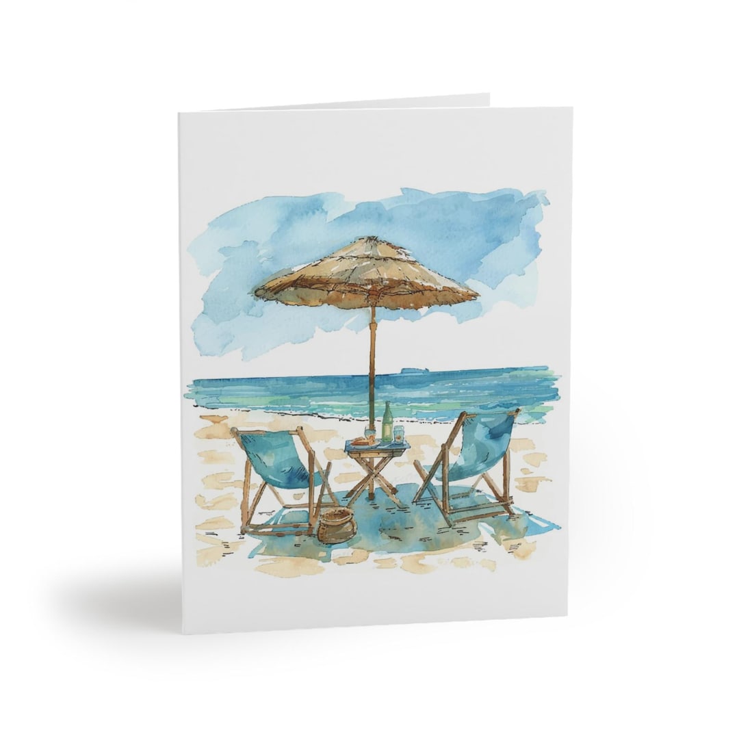 Beach Theme Greeting Cards, Set of Beach Greeting Cards, Ocean Lover ...