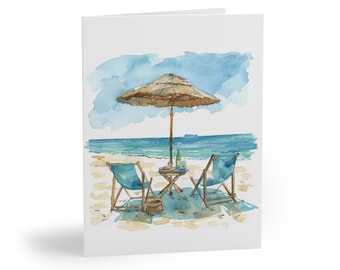 Jeu de cartes de voeux sur le thème de la plage, Cartes pour les amoureux de la mer, Cartes de correspondance vierges, Cartes de voeux d'été, Idée cadeau pour les amoureux de la plage