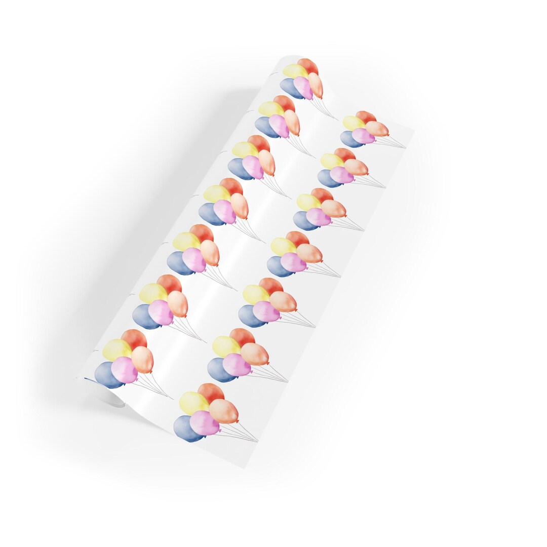 Colorful Balloons Wrapping Paper, Balloons Birthday Gift Wrap, Balloons ...