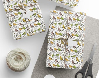 Pretty Birds Gift Wrap, Bird Lover Nature inspired Gift Wrap, Bird Wrapping Paper, Gift Wrap for Nature Lovers, Bird Gift wrap