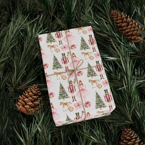 Nutcracker Ballet Christmas Gift Wrap, Holiday Gift Wrap, Festive Xmas Wrapping Paper, Ballet Lover Gift Wrap, Nutcracker Holiday Gift Wrap image 2