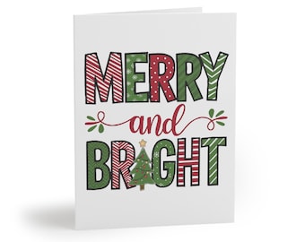 Tarjeta navideña «Feliz y brillante», Juego de tarjetas navideñas, Tarjetas festivas para las fiestas, Tarjetas navideñas divertidas, Juego de tarjetas de temporada