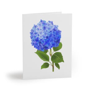 Set bloemen wenskaarten, hortensia-wenskaart, blanco wenskaarten, blauwe bloemkaarten, blanco notitiekaarten, decoratieve notitiekaarten