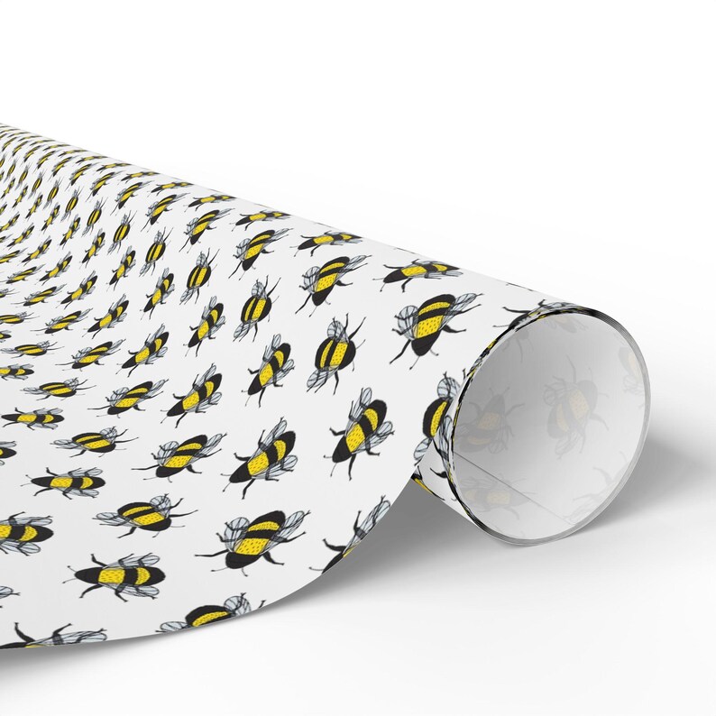 Bumblebee Pattern Wrapping Paper ,bee Gift Wrap Roll, Floral Insect ...