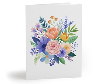 Colorful Floral Bouquet Note Card Set,Blank Note Cards, Stationery Set with flowers, Floral note cards, Flower Greeting Cards