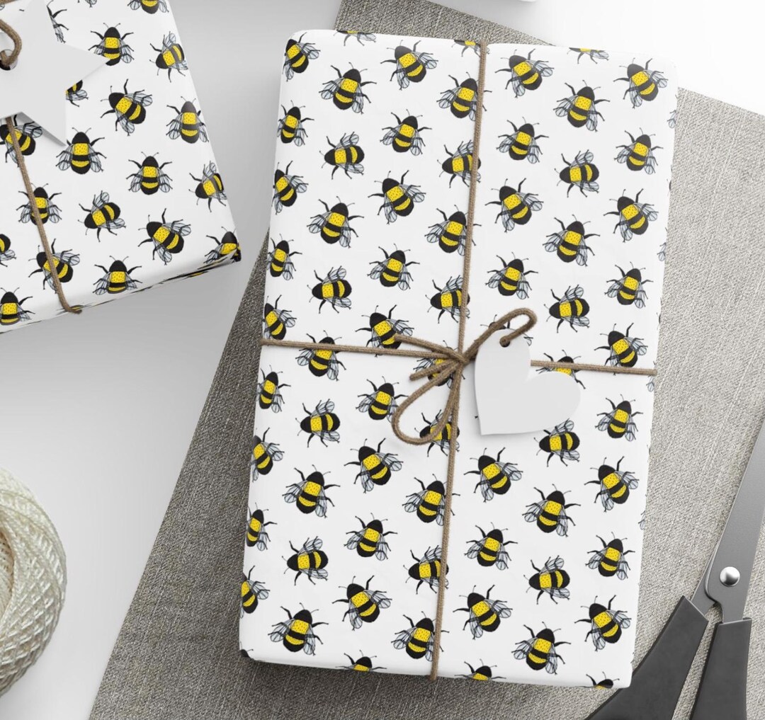 Bumblebee Pattern Wrapping Paper ,bee Gift Wrap Roll, Floral Insect ...