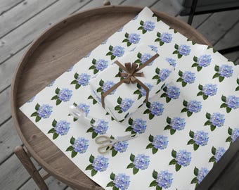 Floral Wrapping Paper, Hydrangea Gift Wrap, Flower Gift Wrap, Botanical Wrapping Paper, Hydrangea Lover Wrapping Paper, Summer gift wrap