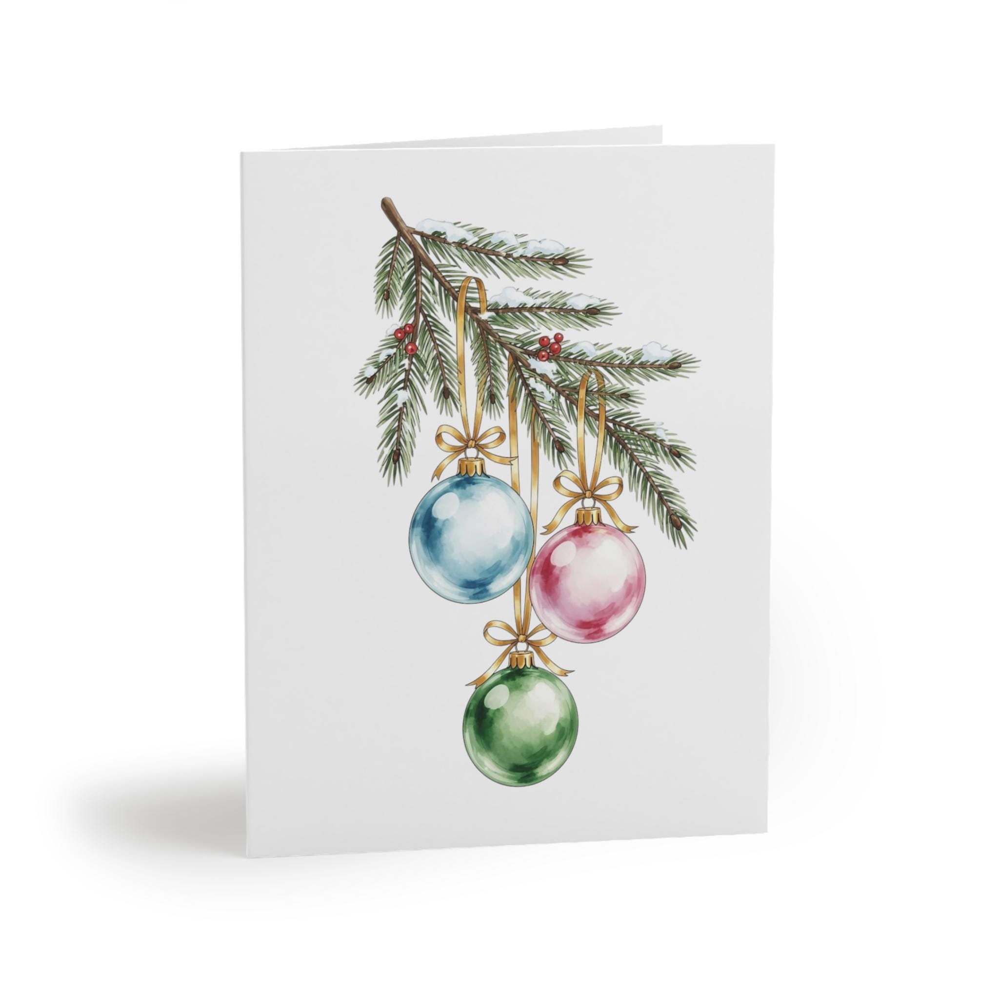 Christmas Ornaments Greeting Card Set, Festive Holiday Card Pack ...