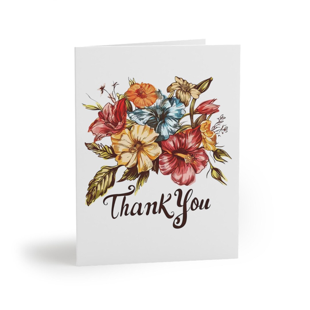 Note Card Set, Floral Thank You Cards, Blank Thanks Cards, Greeting ...