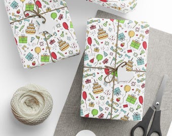 Birthday Wrapping Paper, Cute Birthday Gift Wrap, Happy Birthday Paper, Celebration Birthday Gift Wrap, Fun Gift wrap