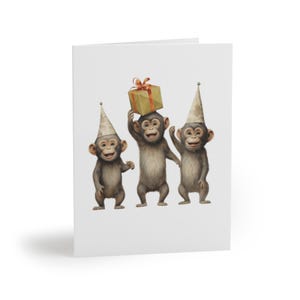 Cartões de macacos engraçados, cartão de aniversário divertido de macacos, cartão de felicitações de macaco, cartão de felicitações de três macacos, cartões de notas fofos
