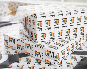 Rainbow Pride Heart Pattern wrapping paper, Pride Love Gift Wrap, LGBTQ Gift Wrap, Love Wrapping Paper, Happy Pride Celebration Paper
