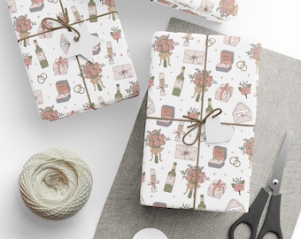 Wedding Gift Wrap, Floral Wedding Wrapping Paper, Romantic Wedding Shower Paper, Fun Gift Wrap, Wedding Day Presents, Bridal Shower Gifts,