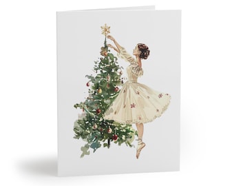 Nutcracker Ballet Christmas Note Cards, Holiday Stationery Set, Christmas Card Pack, Festive Greetings Card Set, Ballet Christmas Cards
