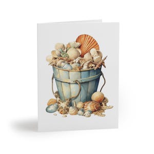 Jeu de cartes de voeux coquillage, Cartes de voeux coquillage, Cartes de voeux coquillage, Jeu de cartes d'été, Jeu de cartes intérieures vierges, Cartes de voeux côtières