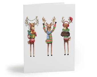 Funny Reindeer Christmas Note Cards, Holiday Note Card Pack, Cute Reindeer Note Cards, Funny Christmas Cards, Christmas Card Set, Reindeer