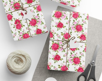 Pink Rose Floral Wrapping Paper, Pink Rose Floral gift wrap, Roses Gift Wrap,  Beautiful Floral Gift Wrap, Gift Wrap For Her, Roses Paper