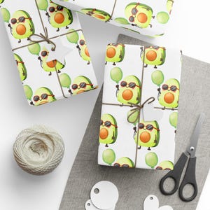 Papel de presente de abacate, Papel de embrulho fofo de abacate, Papel de embrulho engraçado, Papel de embrulho de abacate excêntrico, Rolos de papel de embrulho, Papel de embrulho divertido de abacate