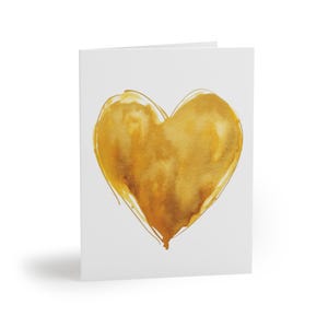 Carte de voeux coeur doré, cartes pour toutes les occasions, cartes de correspondance décoratives, cartes de correspondance vierges à l'intérieur, cartes de correspondance coeur, cartes de correspondance coeur
