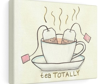 Tea Totally! Cute Tea & Teacup Kitchen Cartoon Wall Art by Christiann MacAuley