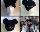 Mickey Mouse Pom Pom Ears Handmade Crochet Hat Beanie