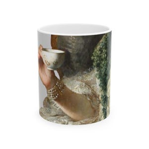 Elegant Vintage Ceramic Mug with Artistic Design, Coffee Cup Gift for Art Lovers, Home Decor, Unique Art Mug, Tea Lovers Collectible