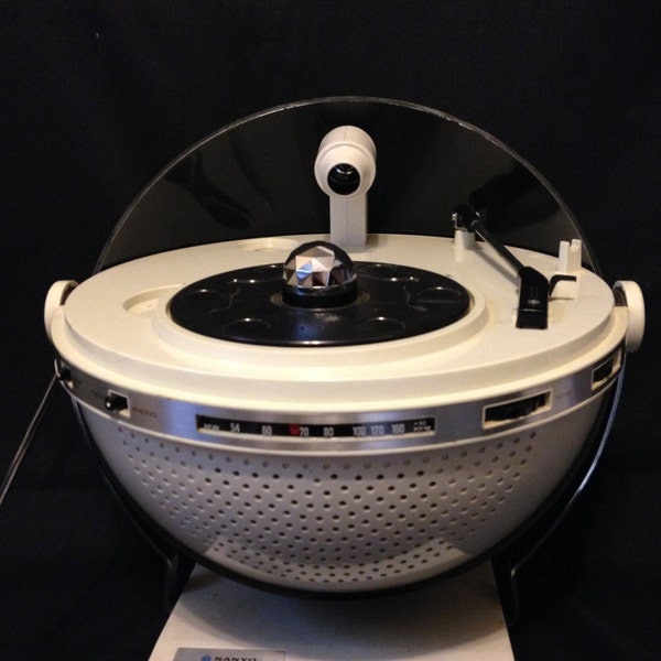 RESERVED Instant Party Sanyo Phonosphere Rare Portable Record Player with Disco Ball Vintage Collectible