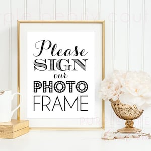 Please Sign Our Photo Frame Guest Book Wedding Sign Decoration Instant Download